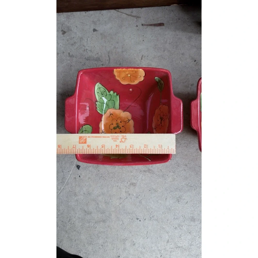 Temptations Set of‎ 2 Square Baking Dishes Poppy Passion Red Ovenware